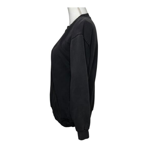 Anine Bing Washed Black Tonal Embroidered AB Sweatshirt Small - Picture 2 of 14